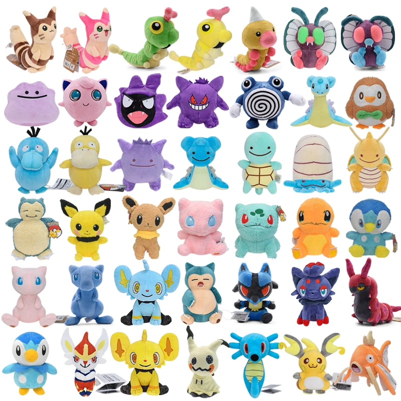 Pokemon Plush toys Mew Caterpie Weedle Ditto Gengar Mimikyu Snorlax Squirtle Lapras Furret Zorua for kid Birthday Christmas Gift