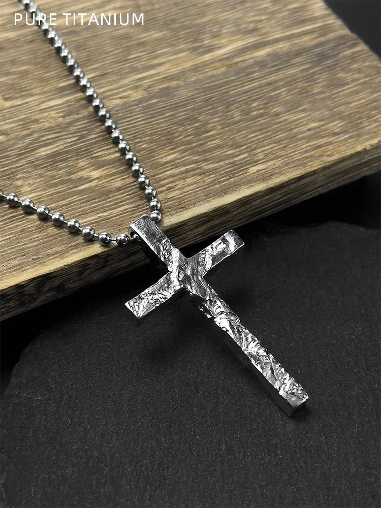 Pure Titanium Cross Pendant Handmade Jewelry Grade Mirror Polished Premium Feeling Couple Pendant Hip Hop Sweater Chain Necklace