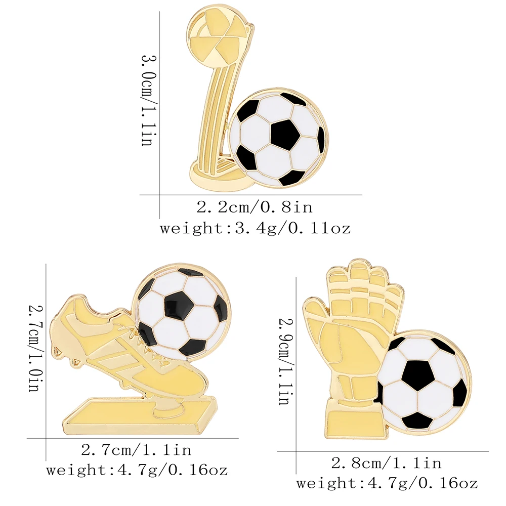Soccer Shoes Goalkeeper Gloves Trophies Design Football Enamel Pins Sports Fans Golden Brooches - Image 6