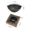 Camping Furnace Hot Pot Furnace with Pot without Lid Sturdy Cast Iron Wok Stand Fondue Furnace Fire Boiler for Traveling, 6