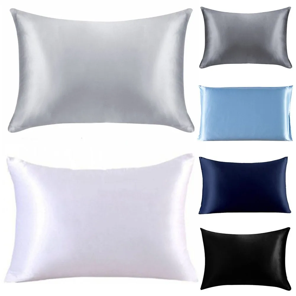 1Pc Artificial Silk Pillowcase Beide Seiten Kissenbezug Queen Size For Zip Home Textile Decoration Accessories 50*75cm