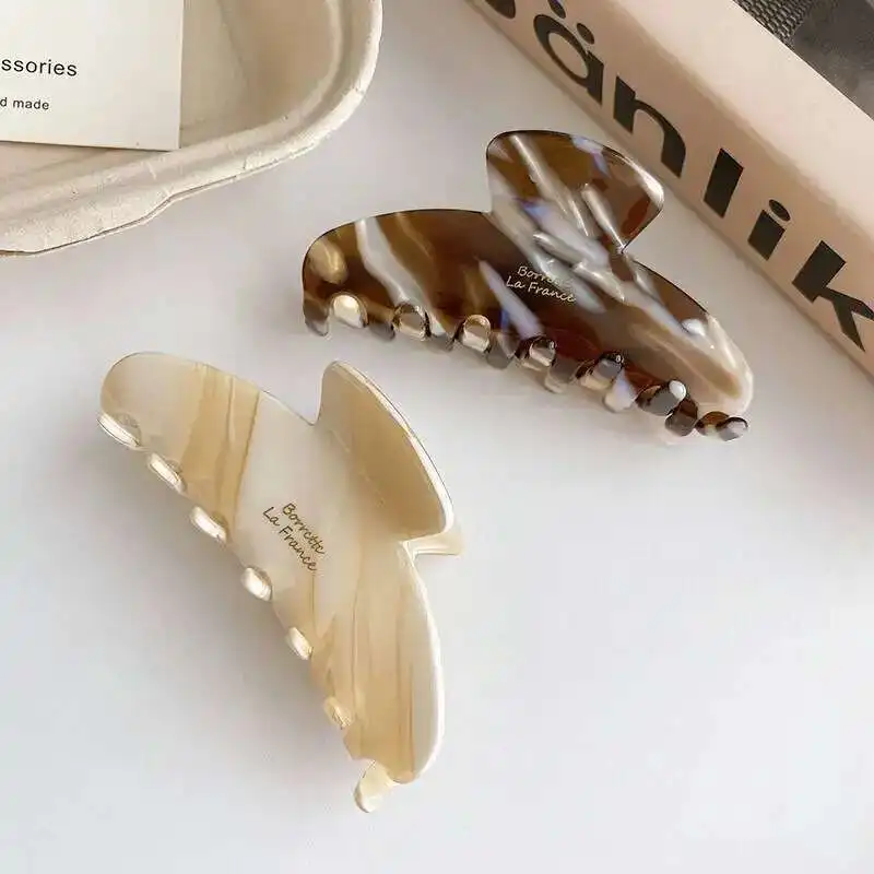 2025 Elegante Acetat-Streifen-Haarspangen mit Klaue für Frauen und Mädchen, große Größe, süßer Hai-Clip, Damen-Accessoires, Kopfbedeckung, Haarschmuck – Detail 1