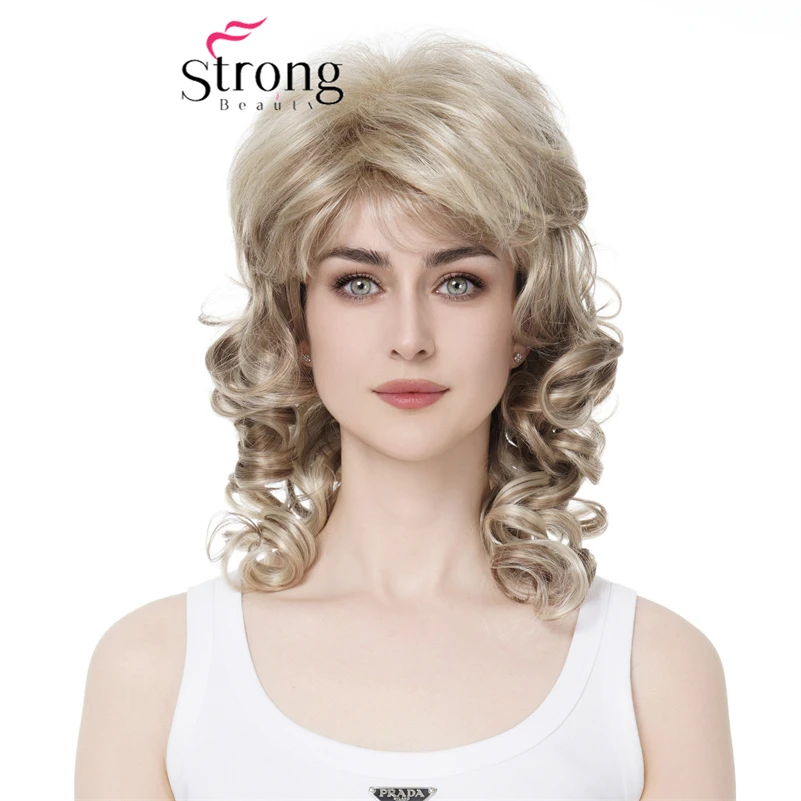 StrongBeauty блонд средний мягкий шелковистый кудрявый полный синтетический парик