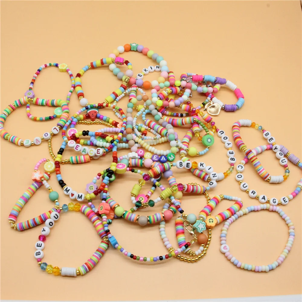 3-7mm DIY Handmade Beads Kit Charms Elastic String Jewelry Making Bracelets  Set Children's Game kids