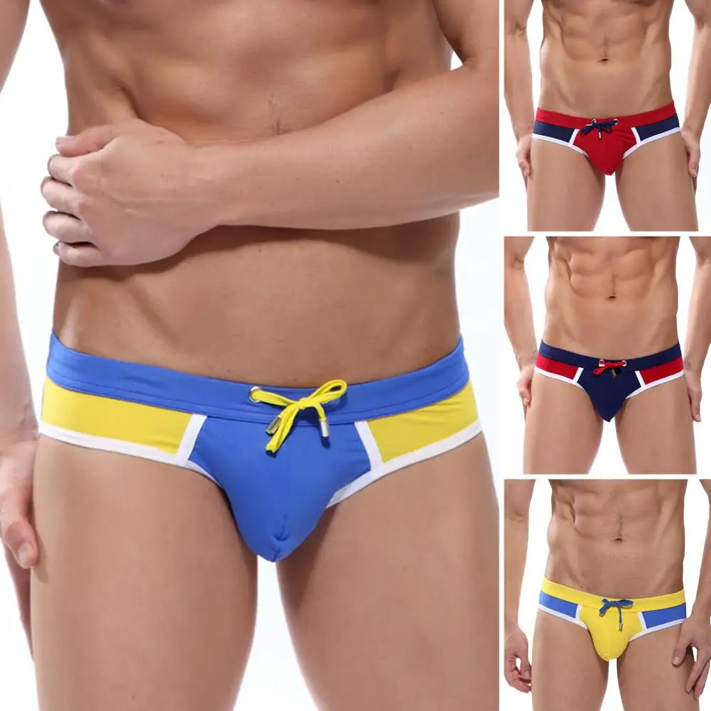 Men Swimming Briefs Elastic Drawstring Slim Fit Swimwear for Beach Surfing