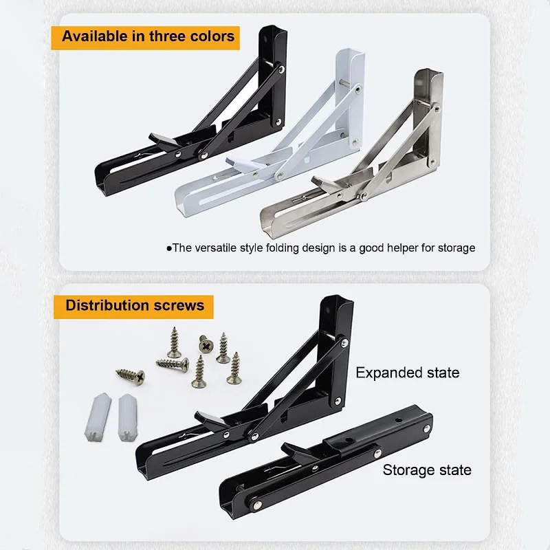 Heavy Duty Folding Shelf Brackets, Collapsible Triangular Shelf Bracket for Bench Table Shelf Brackets Wall Shelf Shelf Support