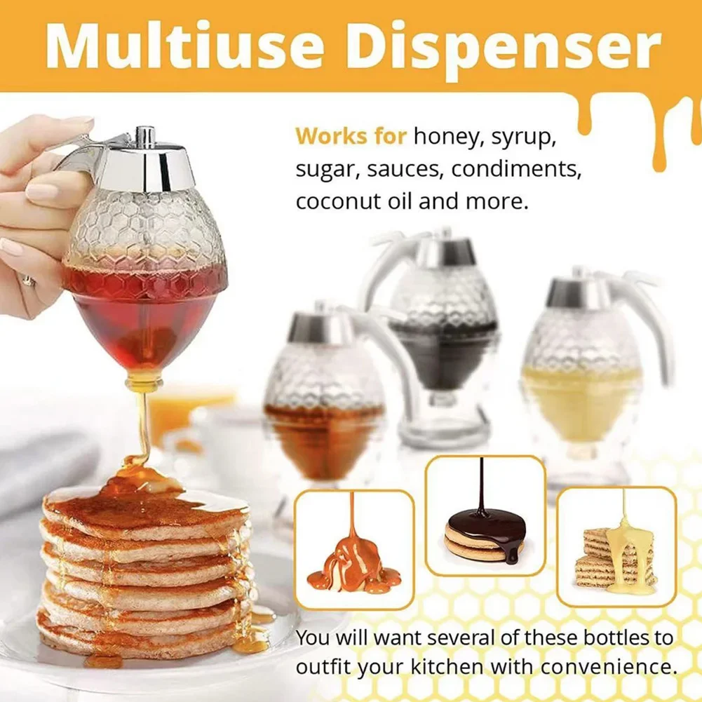 Syrup Dispenser with Stand Honey Pourer Dispenser Olive Oil Dispenser Bottle for Home Kitchen Storing Honey and Syrup