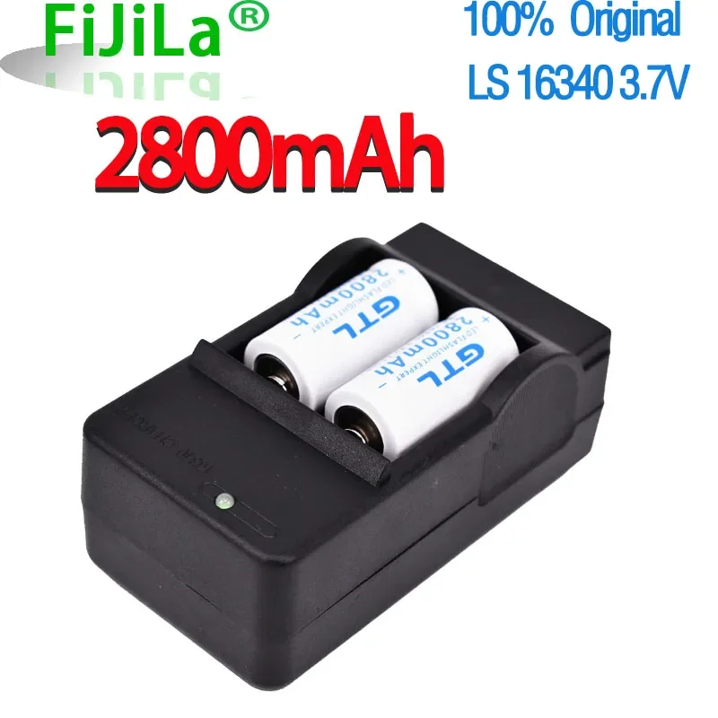 

2021 New 3.7V 2800mAh Lithium Li-ion 16340 Battery CR123A Rechargeable Batteries 3.7V CR123 for Laser Pen LED Flashlight Cell