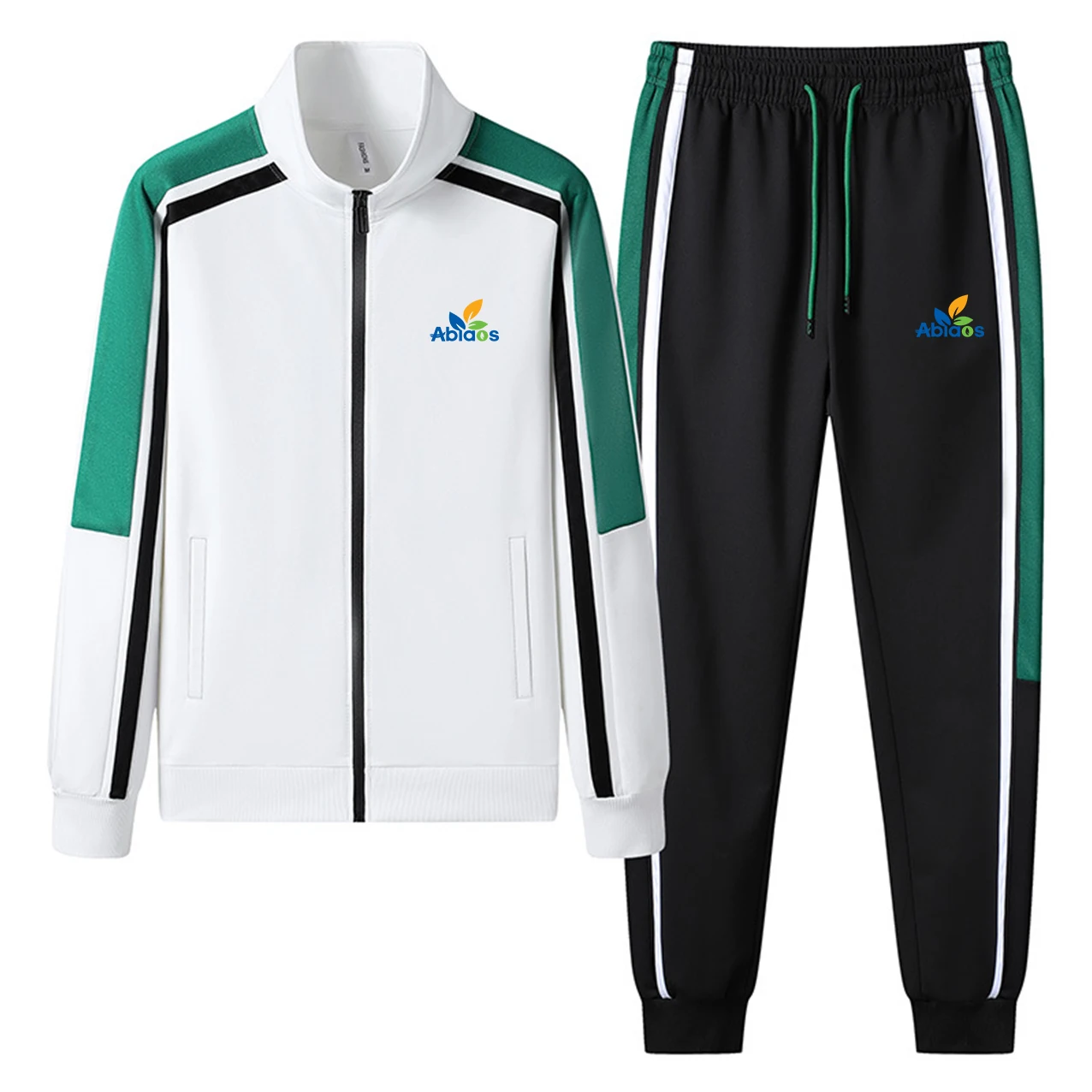 2023 Fashion New Brand Printed Men\'s Patchwork Zipper Sportswear+Pants Set Spring and Autumn Leisure Jogging Fitness 2-Piece Set