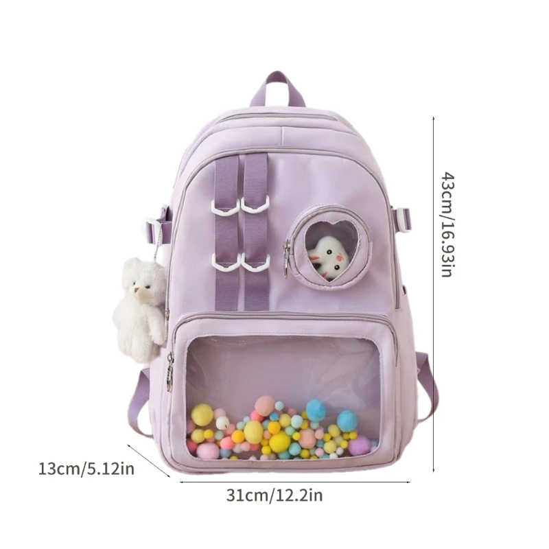 Double Strap Shoulder Bags Travel Bag Clear Pocket Bag Backpack for Girl
