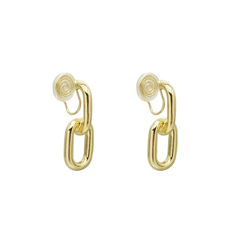 Personality Silver Plated Oval Mosquito Coil Clip on Earrings European and American Simple Metal Rubber Ear Clips ear clip earrings clip earrings ear clip ear accessories