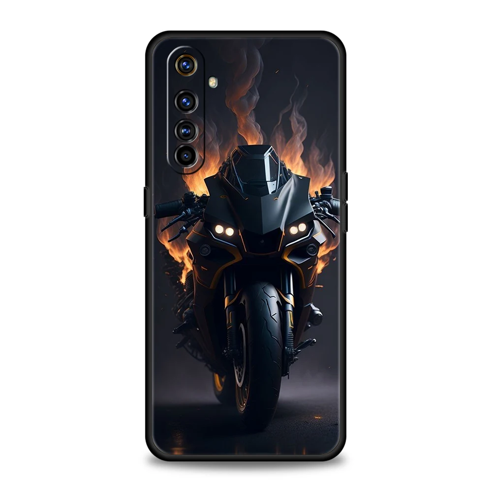 Sleek Black Motorcycle Sports Car Soft TPU Phone Cover