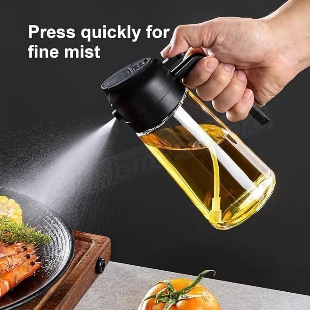 Spruzzatore Per Olio In Vetro 470 Ml - Dispenser 2 In 1 Con Beccuccio E