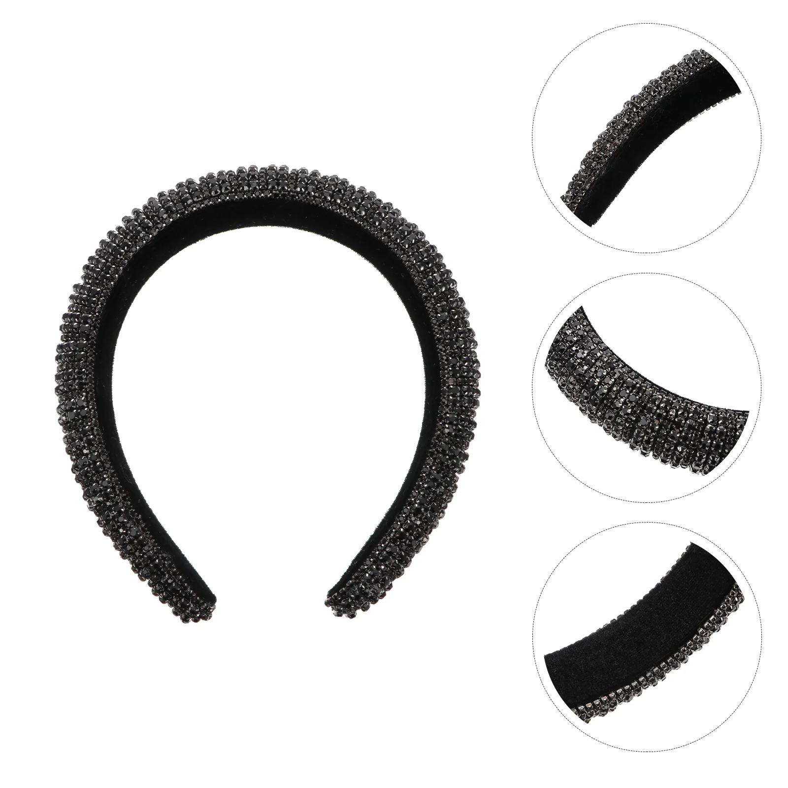 Headband Fashion Hair Accessories Rhinestone Padded Headdress Decorate Wide Hairband Women Cotton Glitter Bejewelled 2