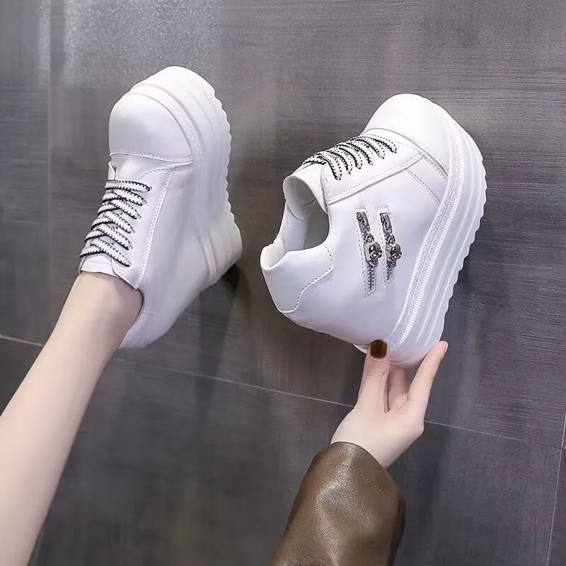 Sneakers Women Lace-Up Running Shoes Autumn Spring Leather Patchwork Female Casual Shoes Woman Vulcanized designer zapatos mujer