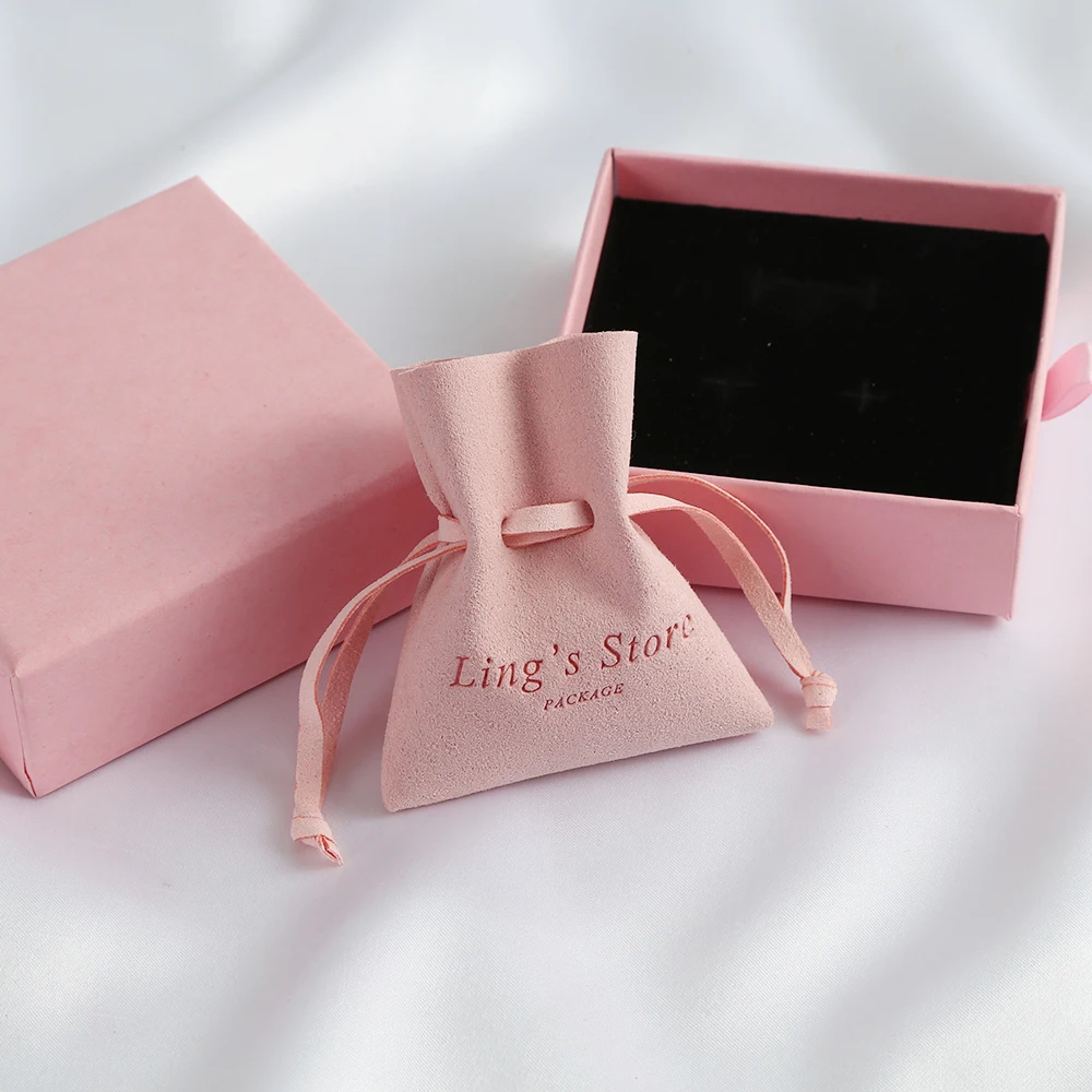 Customized Logo 100pcs/lot Jewelry Packaging Gift Pouches Bags Wholesale Small Microfiber Suede Luxury Wedding Organizer Bags