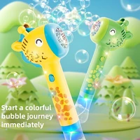 Cartoon Dinosaur Giraffe Bubble Blowing Machine for Children, Fully Automatic Handheld Bubble Stick, Luminous Bubble Toy