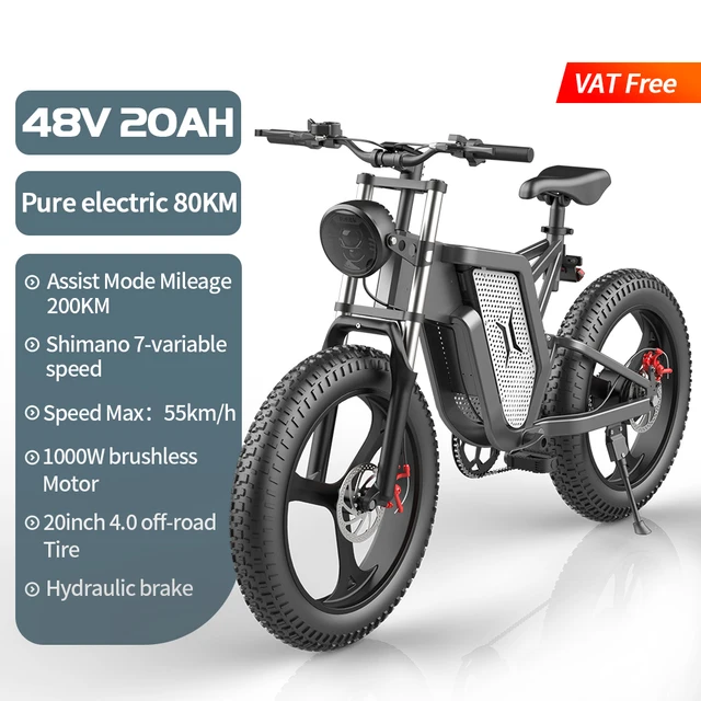 EKX X20 Electric Bike Bicycle 2000W 48V 30AH Adult Mountain Ebike 20