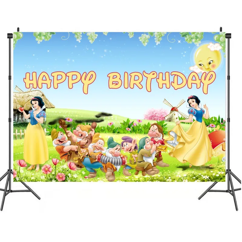 Description Picture 5 of itemSnow White Tapestry Background Birthday Party Supplies Baby Shower Banner Kid Faovr Cute Girl Room Decoration Customize Backdrop