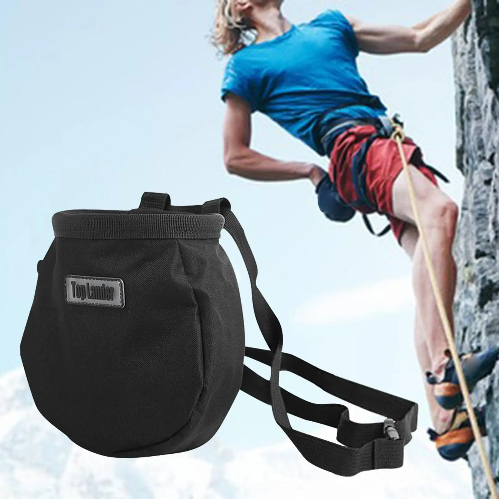 Climbing Chalk Bag with Belt Drawstring Pouch Equipment Chalk Carrier Bag for Deadlifting Training Workout Sports Rock Climbing