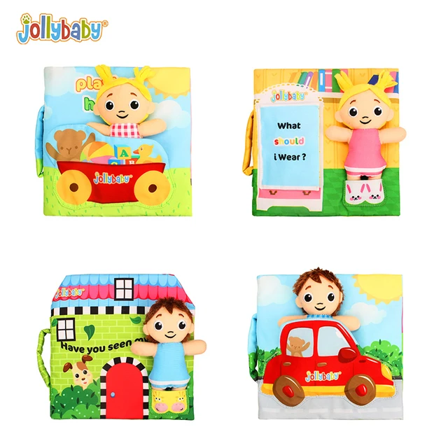 Jollybaby Quiet Dollhouse Books Early Learning Toddler Toys Interactive Doll Story Washable Fabric Book for kids 2 to 4 year old 2