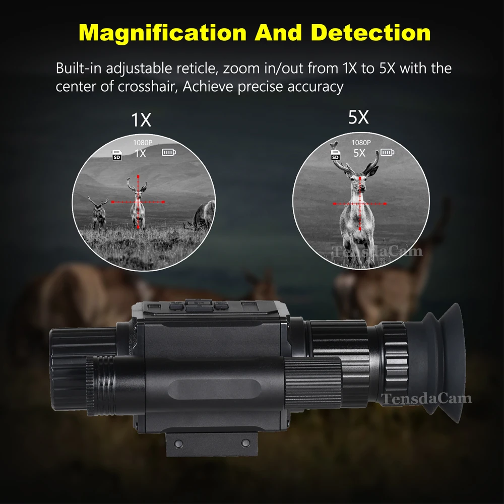 Digital Night Vision Scope Infrared Optics Monocular Riflescope 5X Zoom HD 1080P Video Hunting Camera NK008