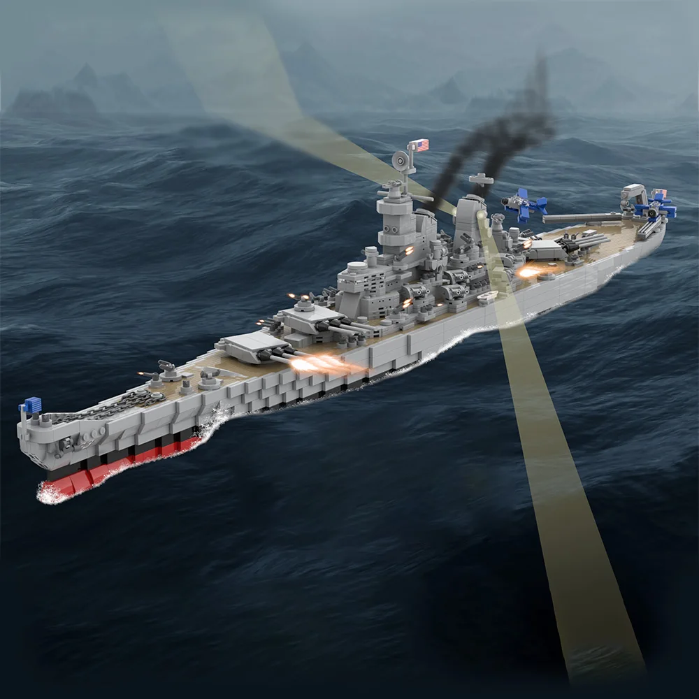 

High-Tech WW2 Military Boat Warship Building Blocks MOC Kit Soldier Battle Ship Simulation Model Toys For Children Birthday Gift