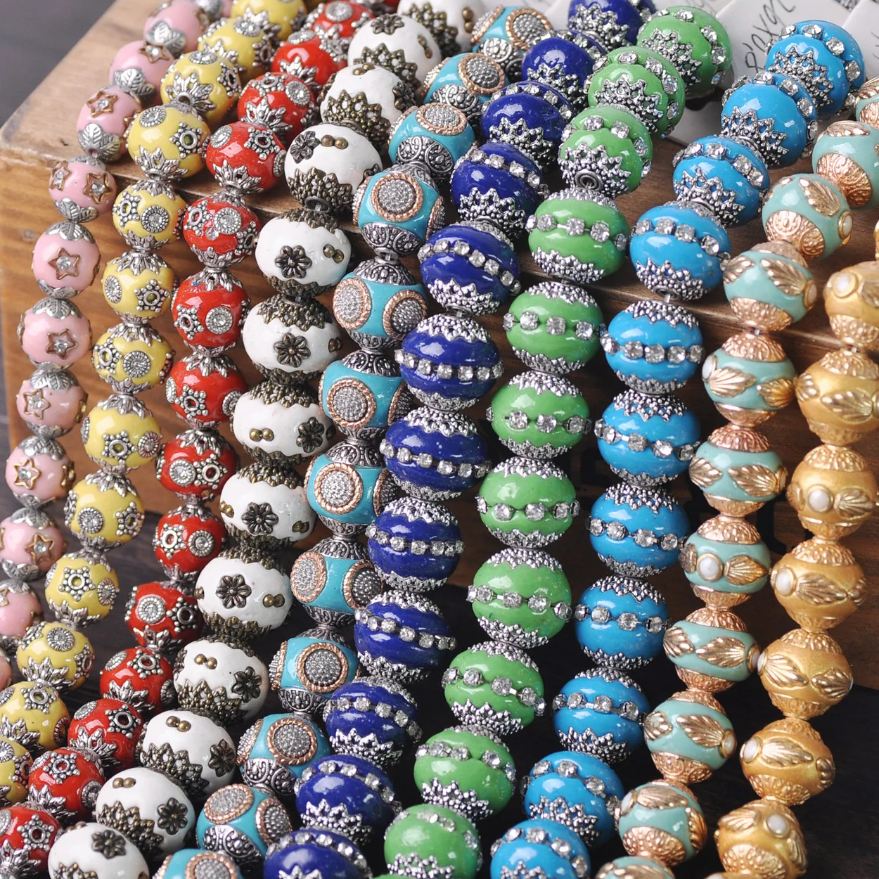 

5pcs 14mm Handmade Nepalese Buddhist Tibetan Metal & Clay Loose Craft Beads for Necklace Jewelry Making DIY Findings