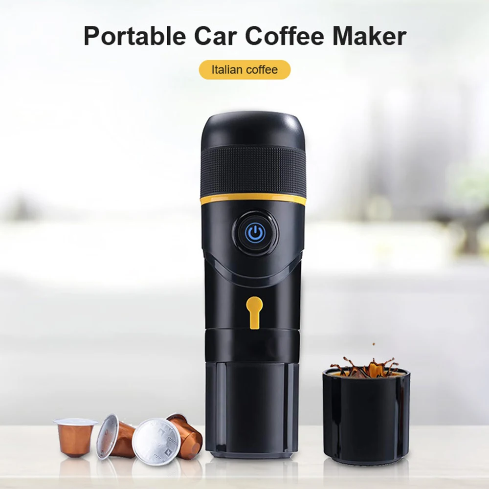 

Italian Portable Mini Espresso Machine 12V Car Capsule Coffee Maker Gifts For Men USB For Home With Coffee Cup One Button Switch