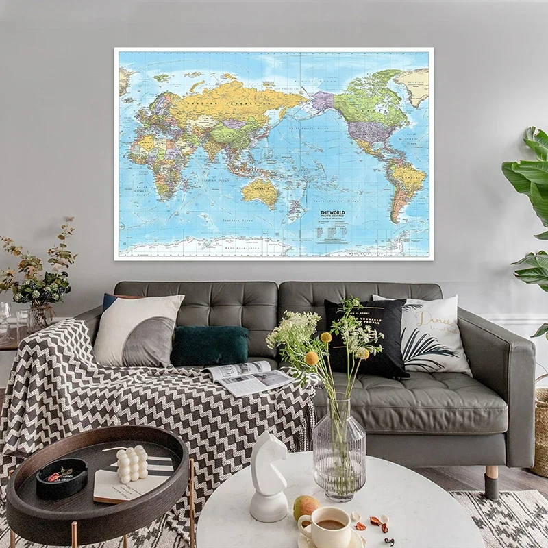 World map poster 150x100cm 2012 World Map in English Canvas Printings Home School Office Decor