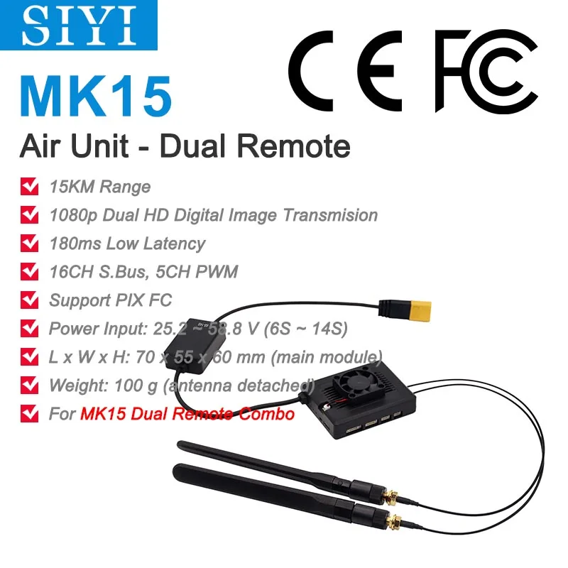 

SIYI MK32 HM30 MK15 Dual Air Unit with Long Range Full HD 1080p Image Transmission SBUS PWM Ethernet Mavlink Telemetry Datalink