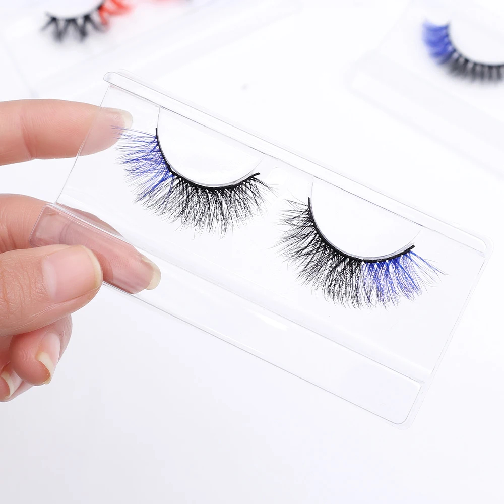 Cosplay&ware 1pairs 3d Mix Color False Lashes Natural Long Red Blue Purple Pink Eyelashes Dramatic Makeup Fake Lash Party For Cosplay -Outlet Maid Outfit Store S6a1094b45d7e47318917b8415a81681an.jpg