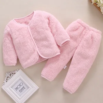 2Pcs Set Newborn Baby Clothing Flannle Spring Autumn Set for Babies Soft Toddler Jacket Baby Pant Cartoon Boys Girls Set 0-24M 1