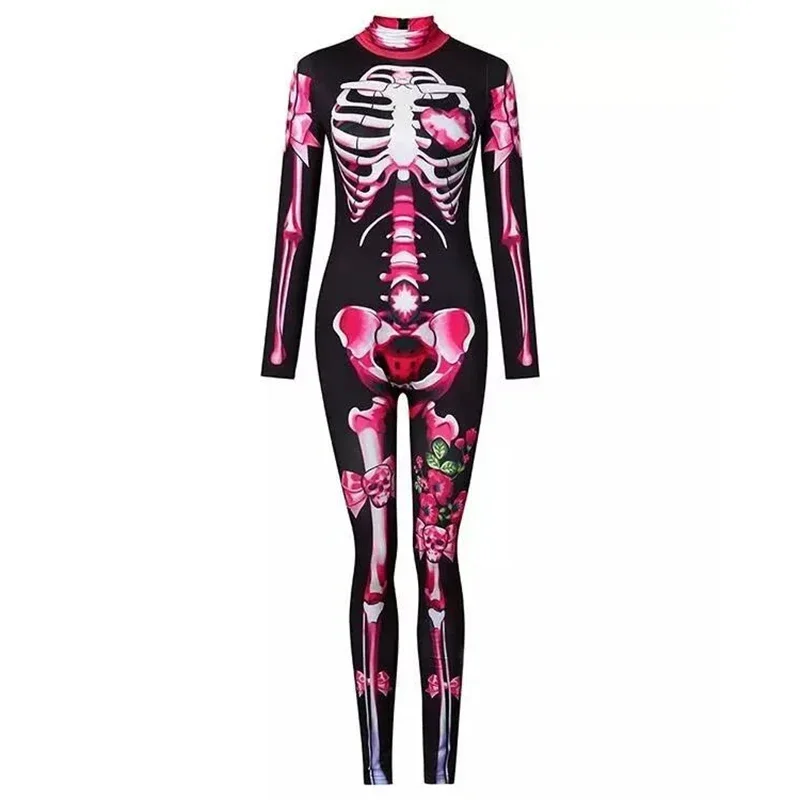 Halloween Costumes Rose Skeleton Adult Kids Jumpsuit