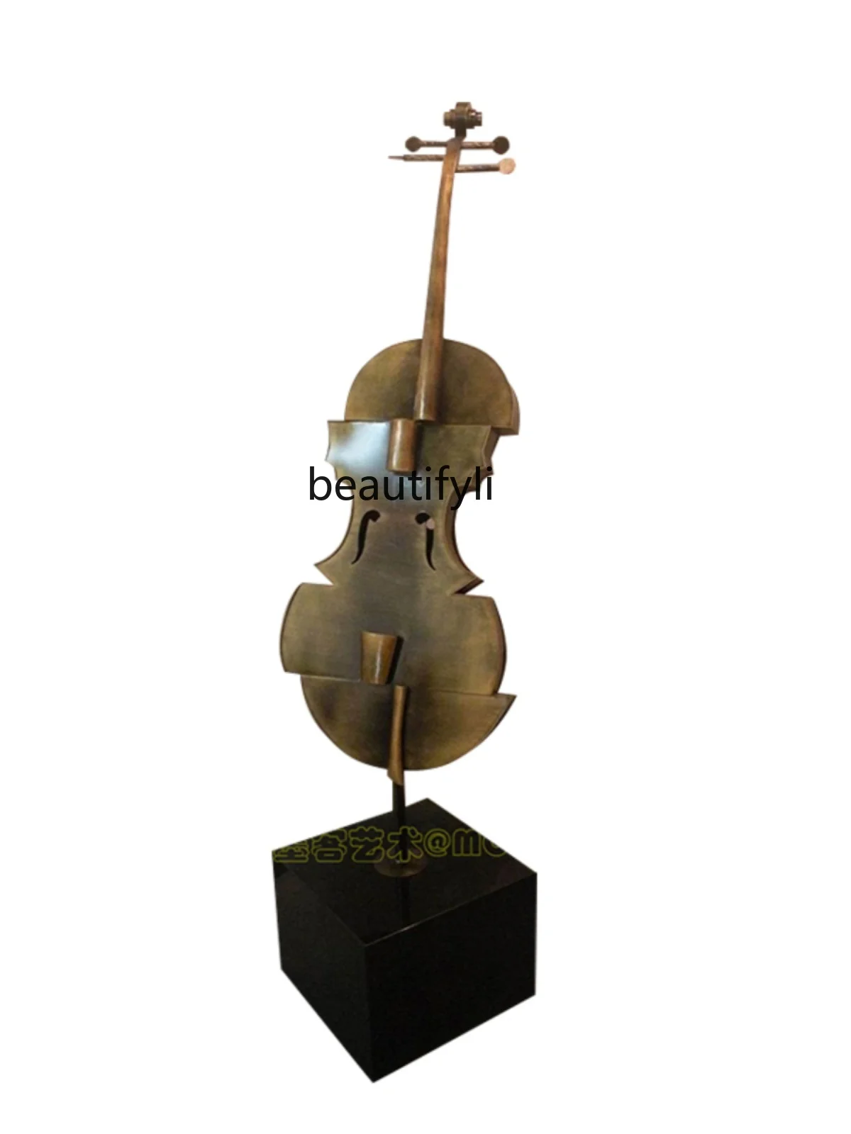 

Metal Cello Sculptured Ornaments Modern Simple Model Room Western Restaurant Bronze Abstract Floor Musical Instrument Artwork
