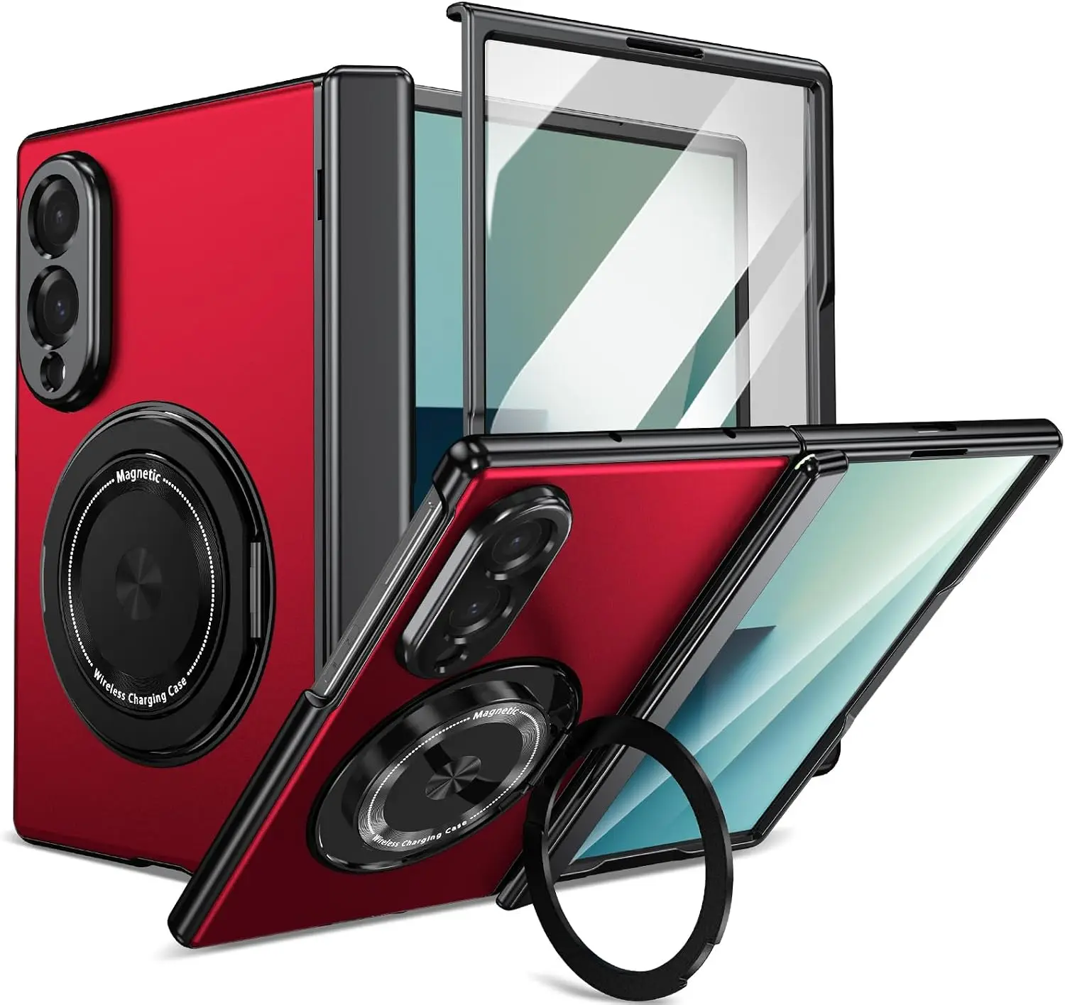 Full-Body Protective Case with Built-in Screen Protector & Rotating Magnetic Kickstand