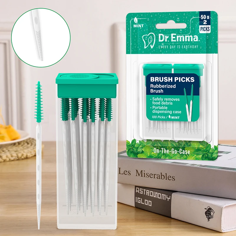 100pcs 치간 실리콘 브러쉬 치과 이쑤시개 치아 사이의 브러쉬 실리콘 이쑤시개 스레드 구강 청소 도구