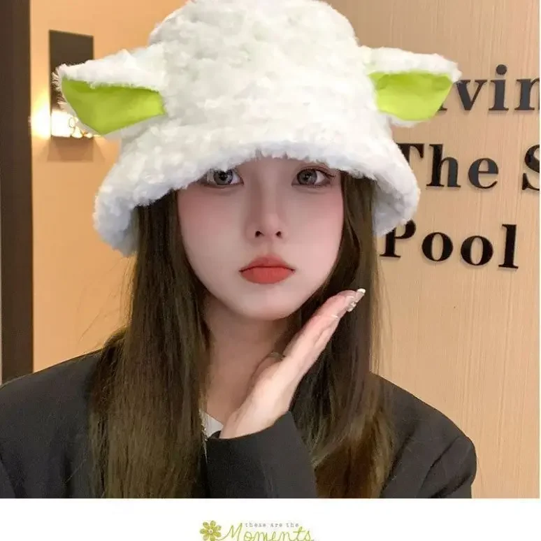 

Winter new comfortable sheep ear hat female Korean version cute lamb soft hat Fisherman hat female hat winter lamb wool