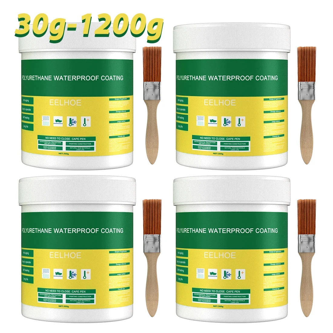 Waterproof Sealant Invisible Coating Agent With Brush Adhesive Repair Paste Bathroom Wall Leakage Insulating 300g
