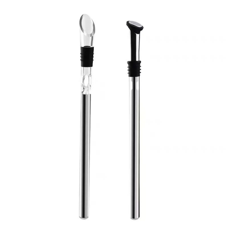 20Pcs Stainless Steel Frozen Stick Ice Wine Cooler Chiller Stick with Wine Pourer Cooling Cooler Beer Bar