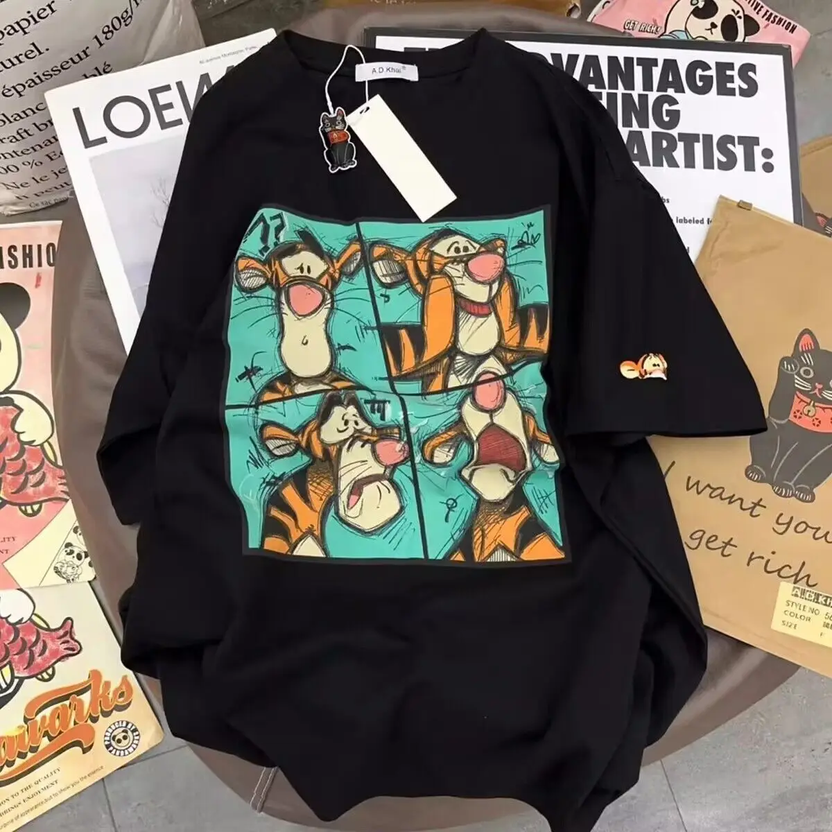 Disney Tigger T-shirt Cartoon Summer Couple's Casual Crew Neck Printed Breathable T-shirt Y2K Summer Cute Girls Short Sleeve Top 4