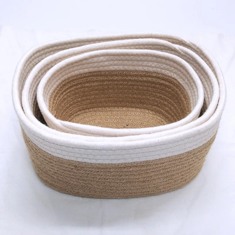 Cotton Rope Woven Square Fabric Toy Storage Basket 6