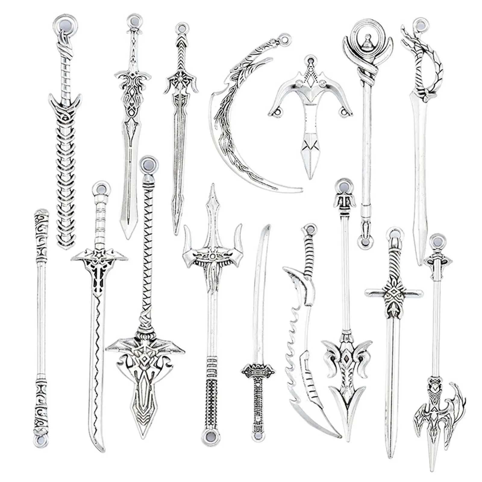 10Pcs Key Chain Toy Action Figures Cosplay Toy Novelty Antique Sword Retro Long Sword for Club Home School Household Children