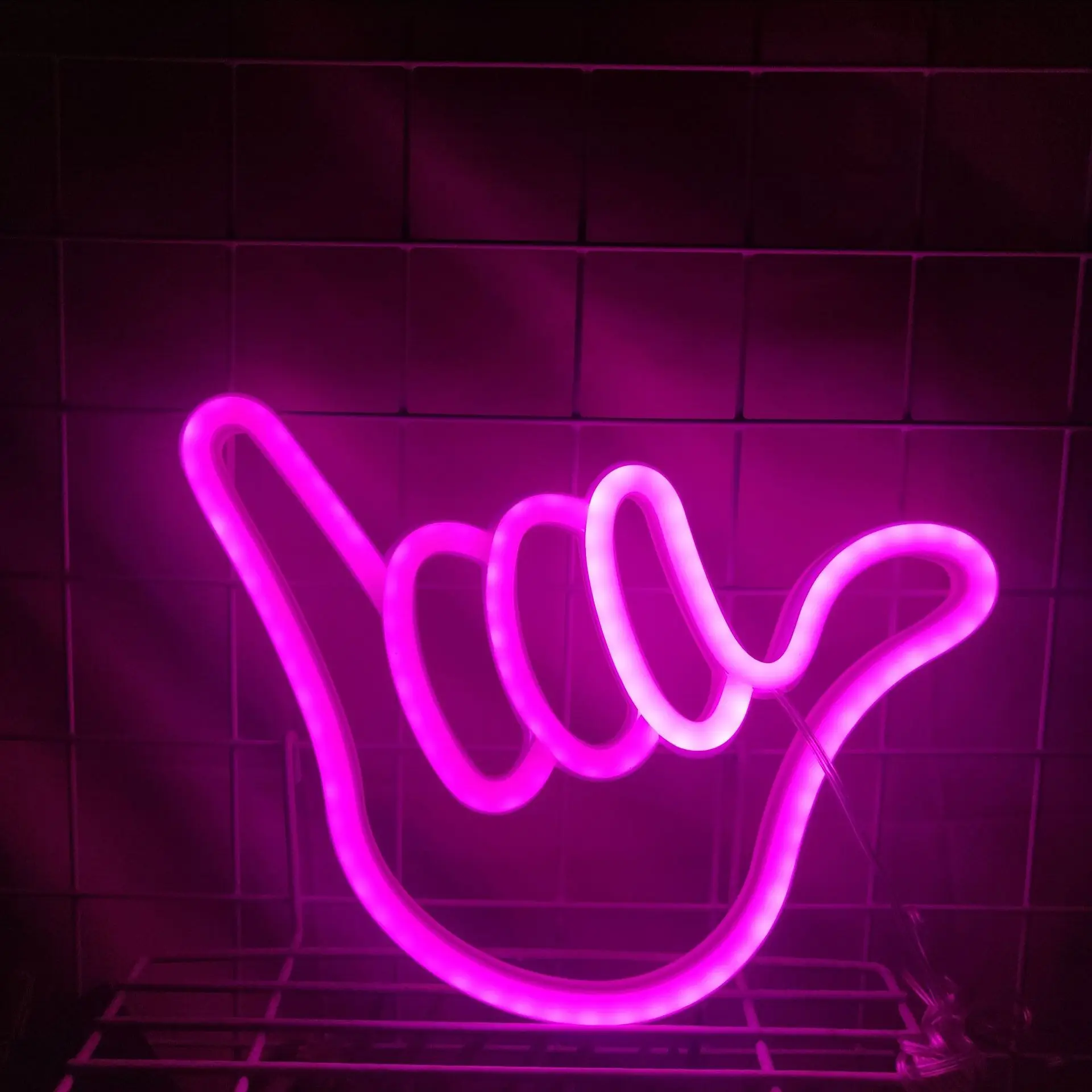 LED 네온 I Love You Peace 제스처 손가락 네온 사인, 야간 조명, 3D 벽 아트 및 게임 룸, 침실 거실 장식 램프 사인