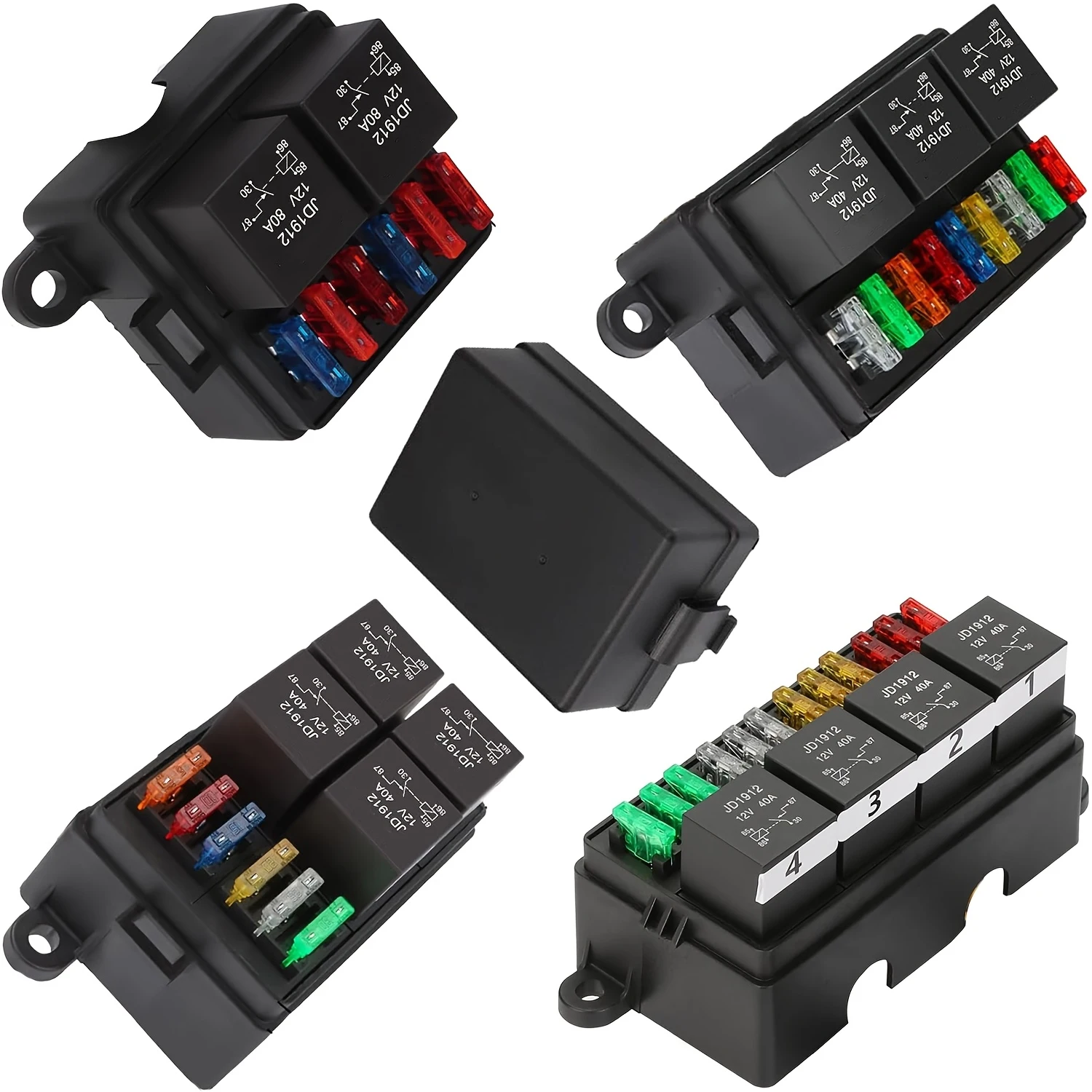 Relaisbox mit 2, 3, 4, 6 Steckplätzen, Relaisblock mit 6, 9, 10, 12 Wegen, ATC/ATO Sicherungsrelaisbox, Sicherungsblock mit Relais, universelles wasserdichtes Kit für Autos