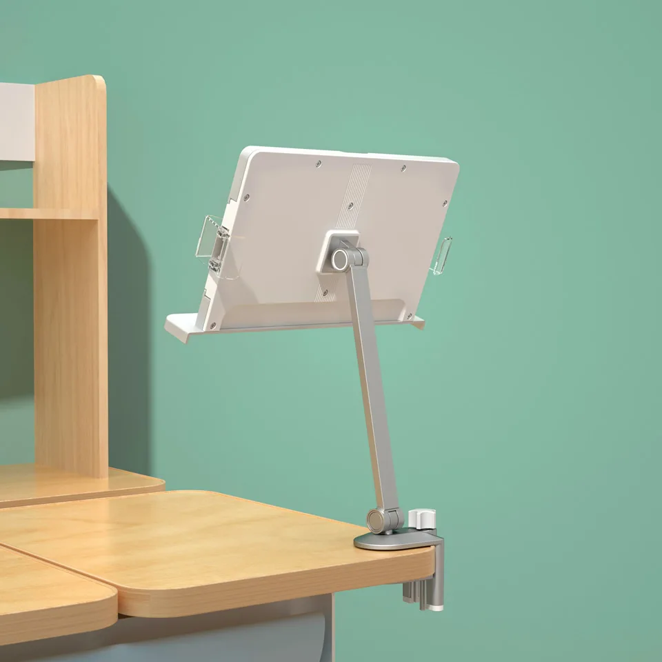 Desk Clamping Aluminum Reading Book Stand Multi-angle Adjustable Reading Book Bracket Table Camping Book Holder Tablet Stand 2