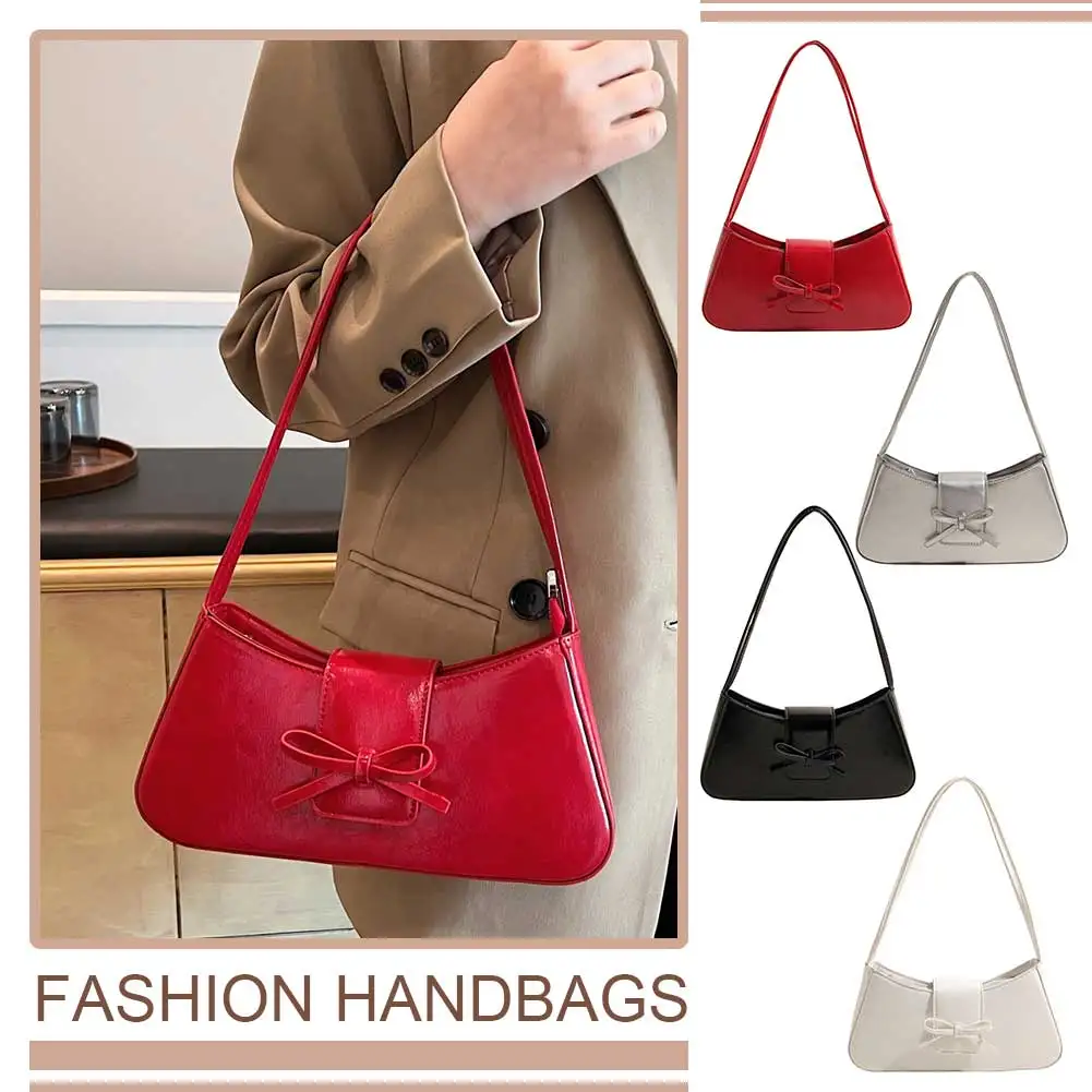 Women Casual Tote Handbag PU Leather Leisure Armpit Handbag Solid Color Travel Underarm Handbag Girls Outdoor Daily Bag 2