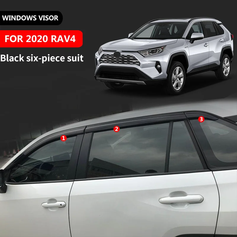 Car Window Visor Chrome Window Visors for Toyota RAV4 Window Trim Accessories Weathershields Wind Rain Guard Shades