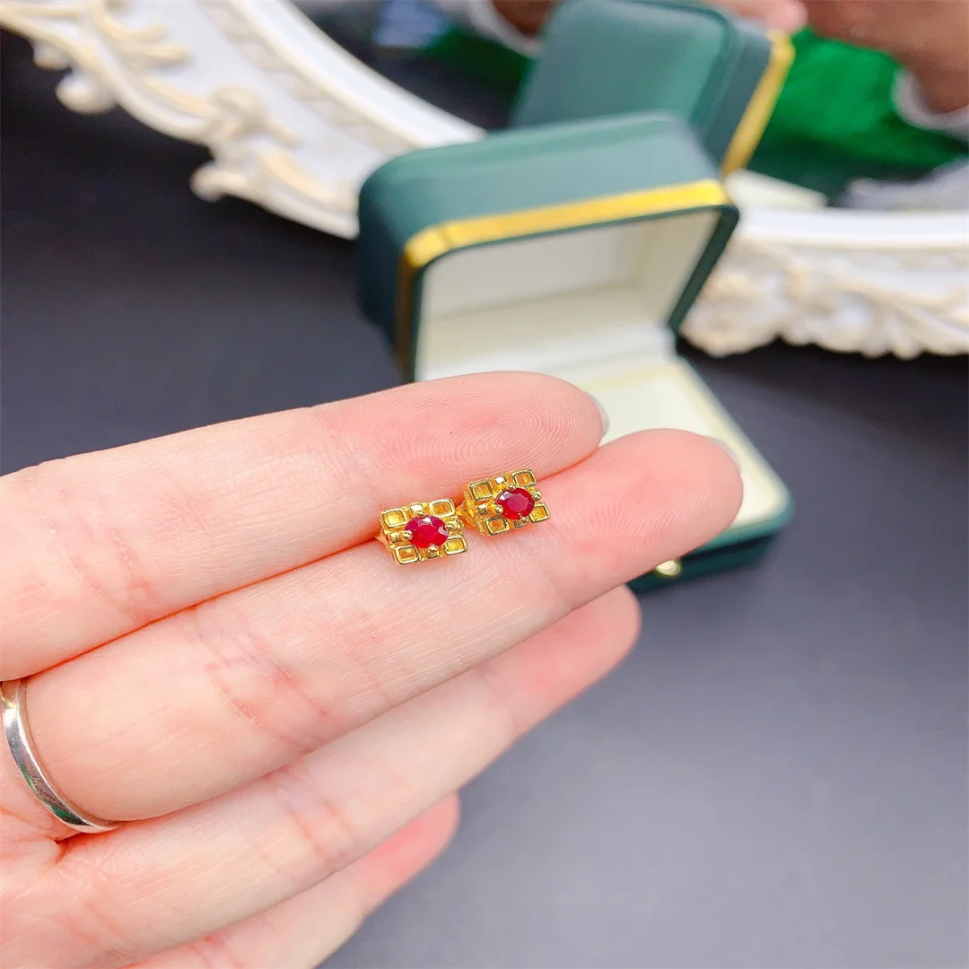 

Oval Natural Ruby Stud Earrings 100%-S925 Sterling Silver Fine Jewelry Party Birthday Valentine Gift Wedding Luxury Jewelry