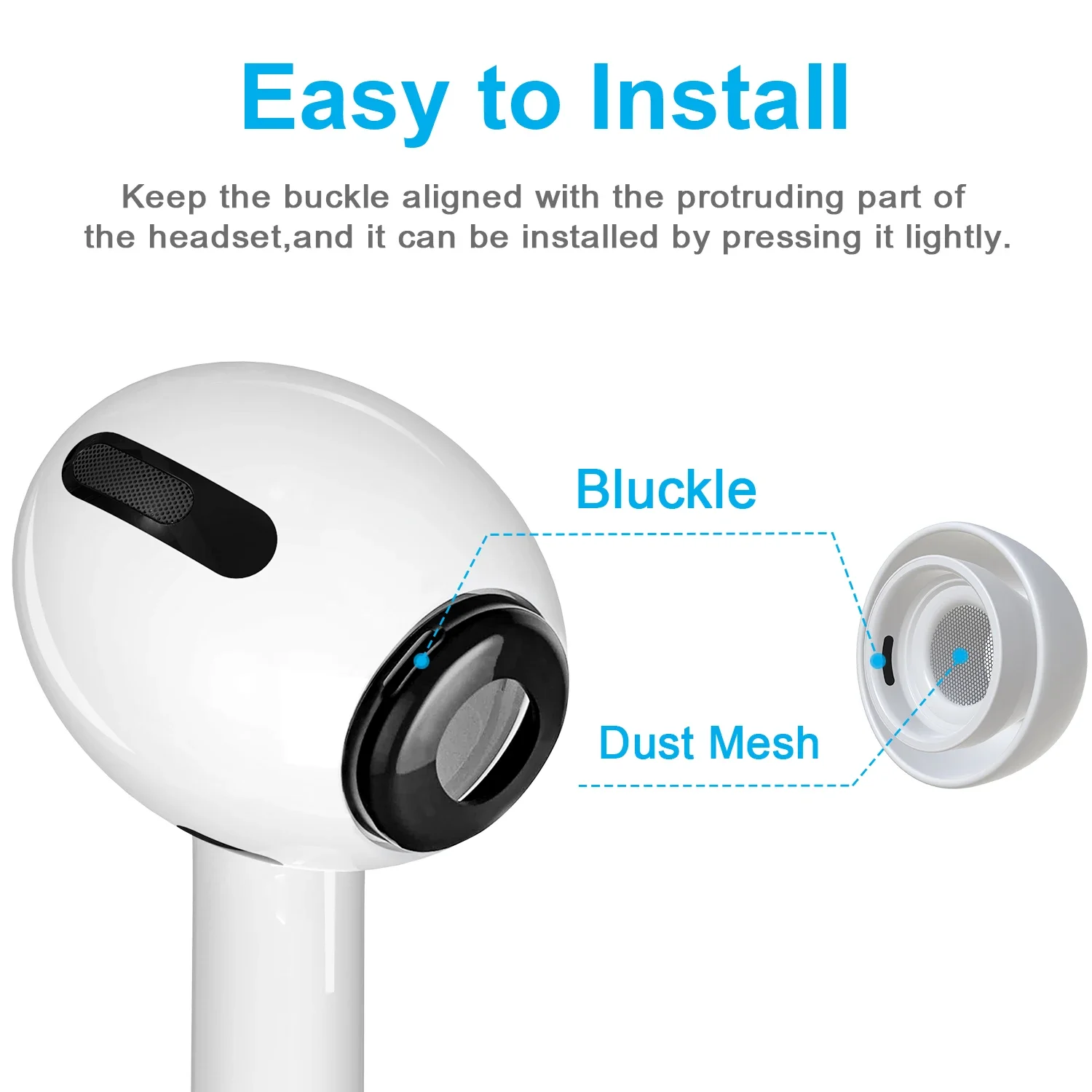 New Bee 6 Paar Silikonspitzen für Airpods Pro Ear 3 Größen S/M/L Spitzen Ersatz-Ohrhörer mit Staubgeflecht mit Box – Detail 8